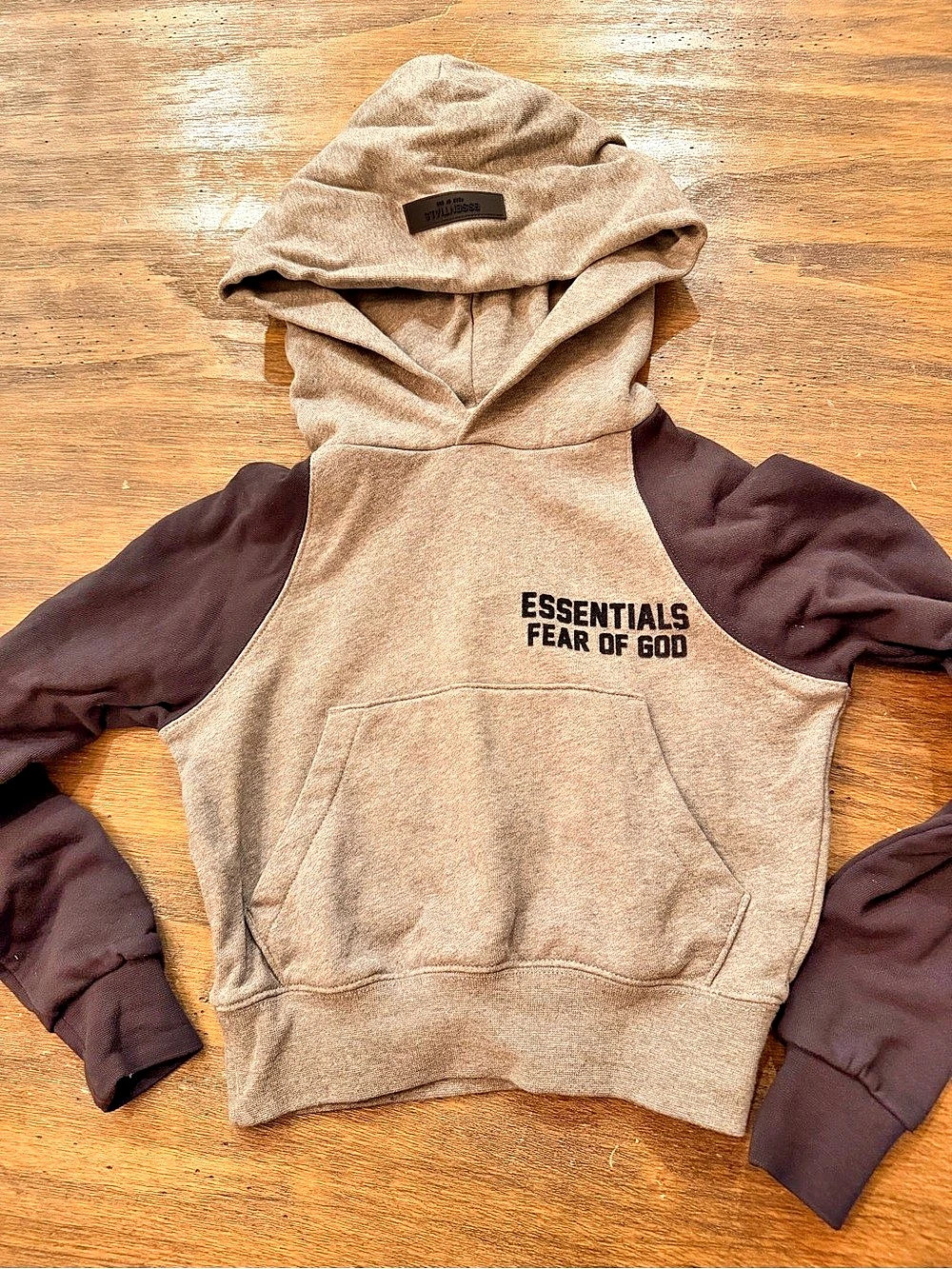 Fear of God Essentials Kids' Raglan Overhead Hoodie Dark Oatmeal 4/5